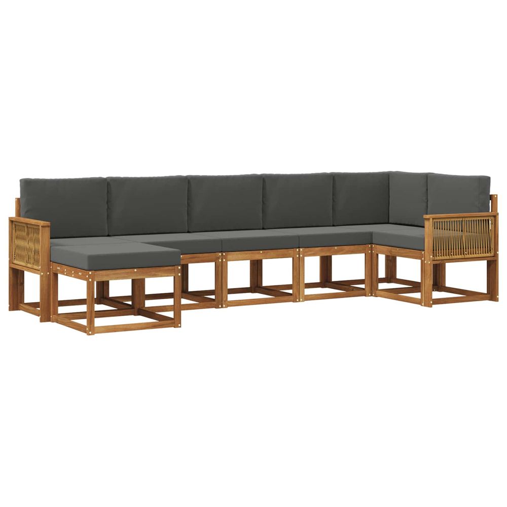 Ensemble de canapés d'extérieur 7 pc naturel et anthracite