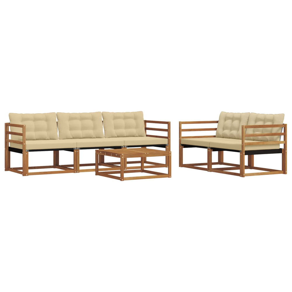 Ensemble de canapés d'extérieur 6 pcs naturel et beige