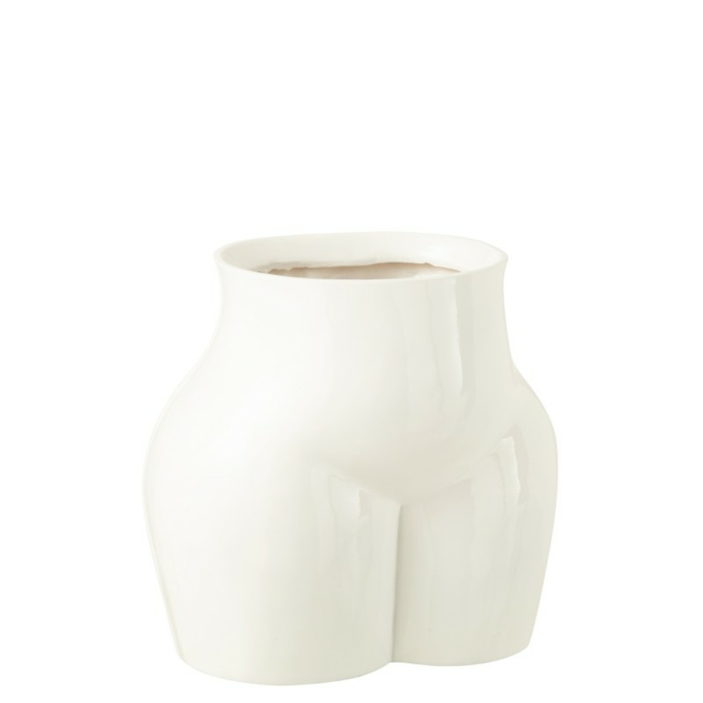 Vase hanche femme en céramique blanche 32.5x24.5x30.5 cm