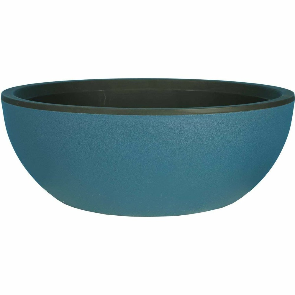Pot en plastique rond effet granit 40 cm bleu