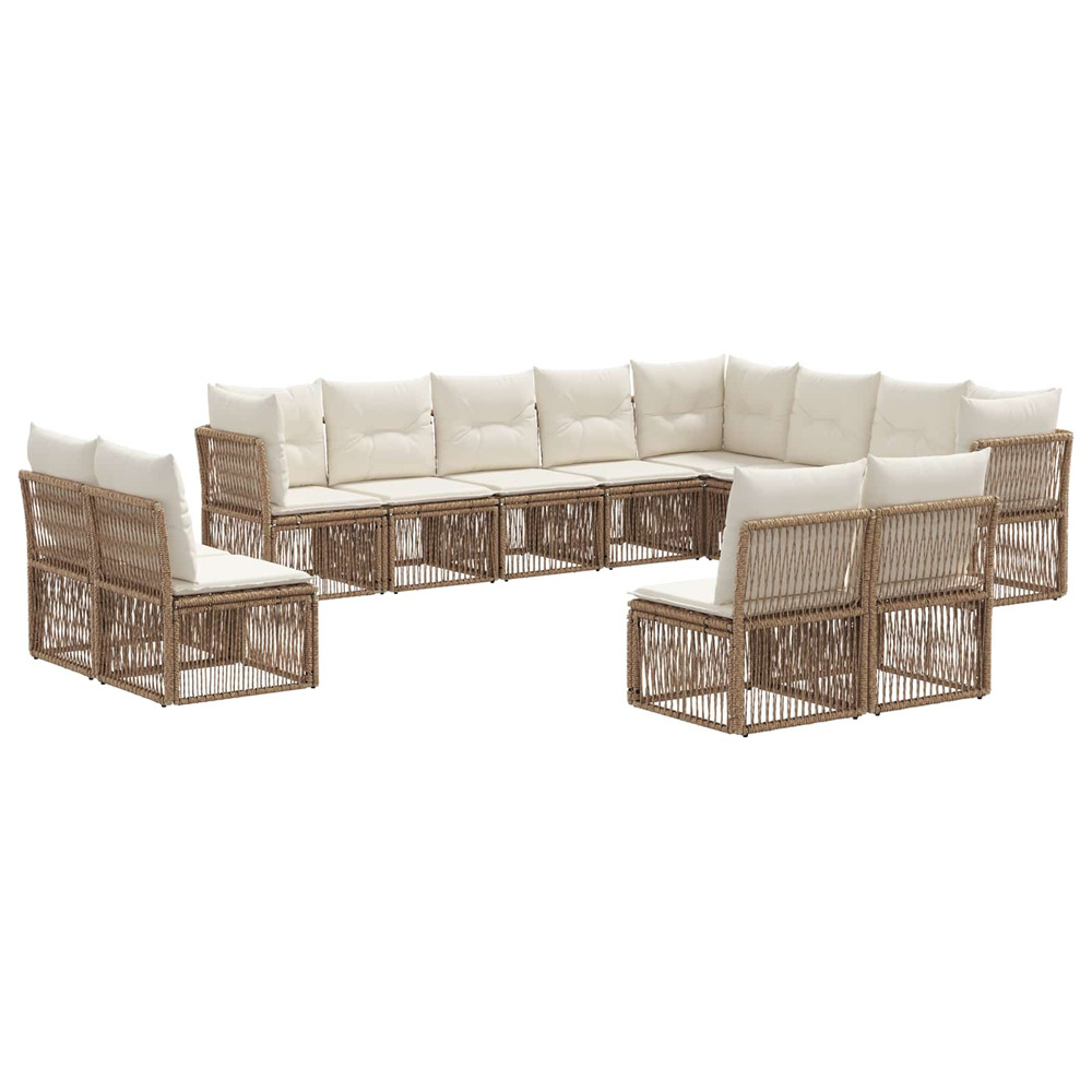Ensemble de canapé de jardin 12 pcs beige polyrotin