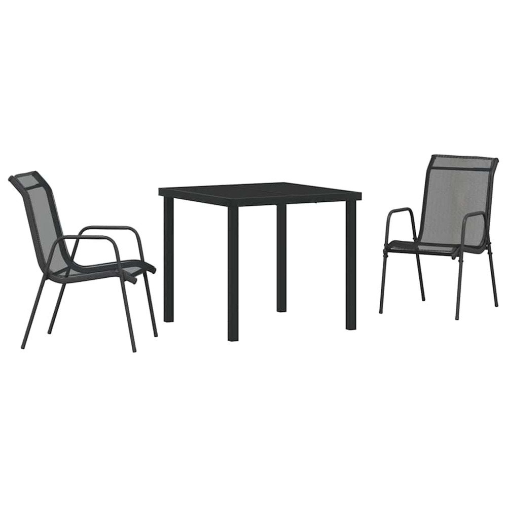 Ensemble de salle à manger pour jardin 3 pcs noir