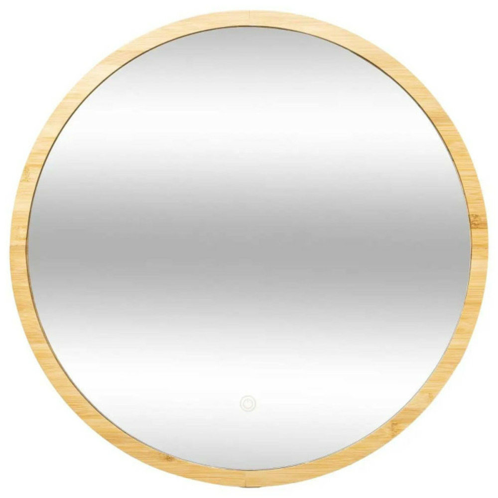 Miroir mural led en bambou tactile 57cm naturel