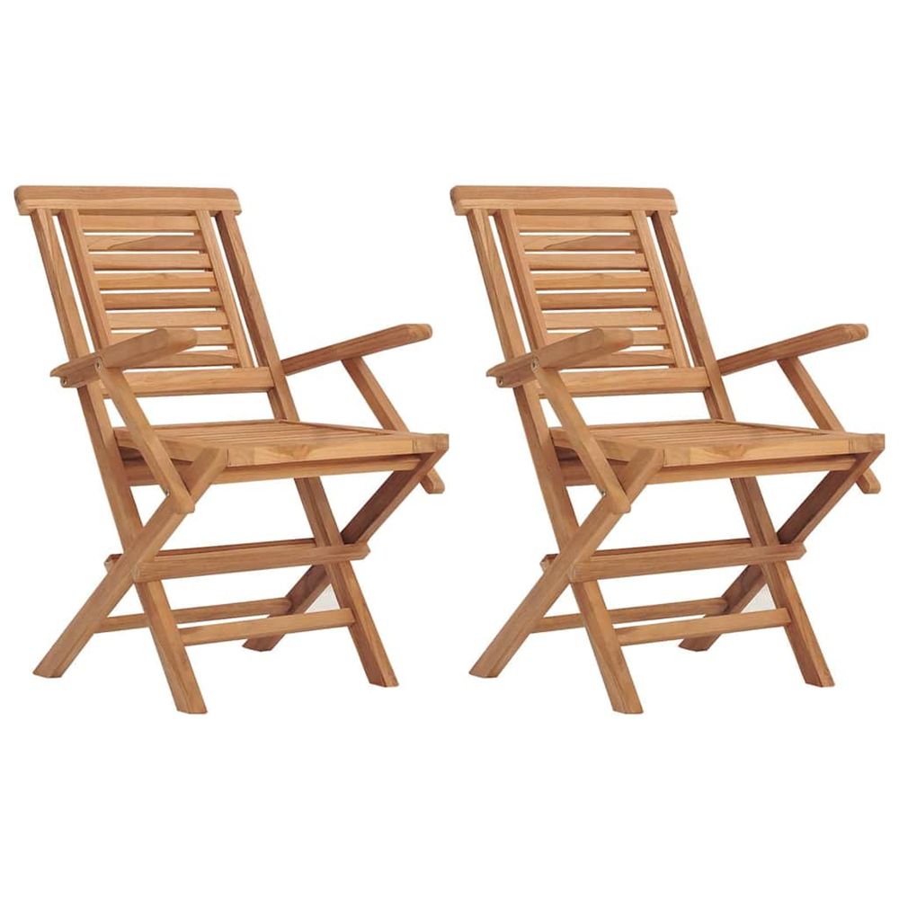 Chaises pliantes (lot de 2) 56 x 63 x 90 cm, bois massif teck