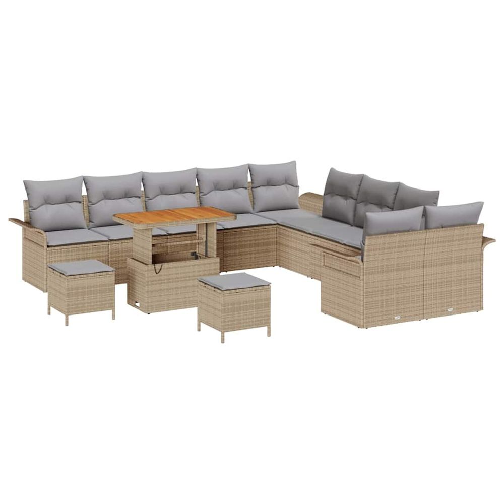 Ensemble de canapé de jardin 13 pc beige polyrotin