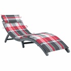 Transat chaise longue bain de soleil lit de jardin terrasse meuble d'extérieur avec coussin gris bois d'acacia solide 02_0012