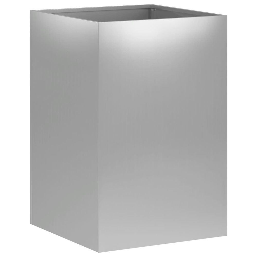 Cache-pot de jardin argenté 40 x 40 x 60 cm acier galvanisé