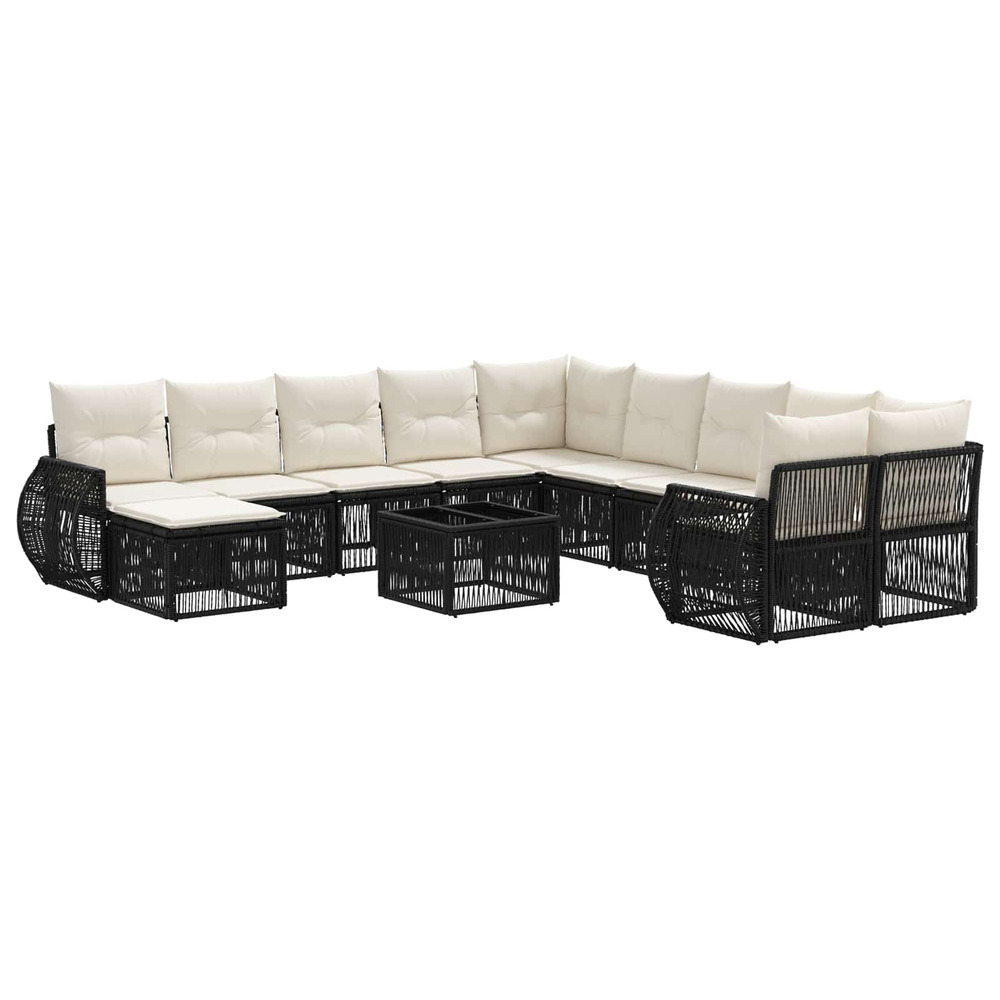 Ensemble de canapé de jardin 12 pcs noir polyrotin