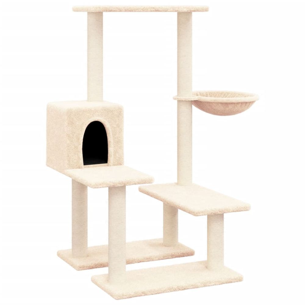 Arbre à chat avec griffoirs en sisal crème 94,5 cm