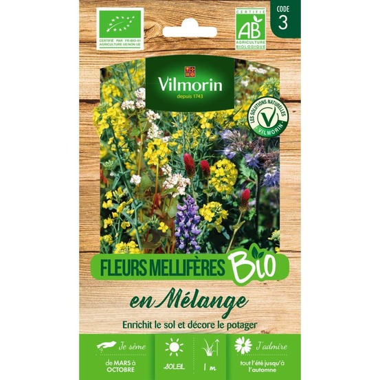 Sachet graines fleurs mellifères en mélange pour engrais vert bio