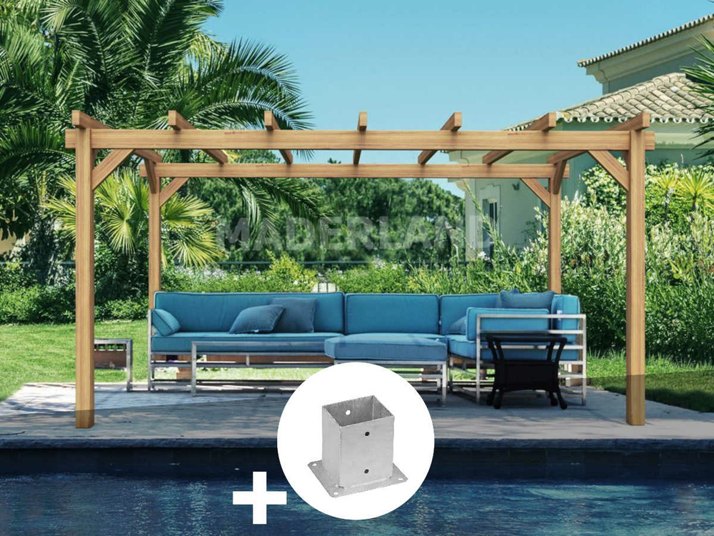 Pergola en bois lamellé-collé grenoble 700 x 300 cm + 6 supports poteaux