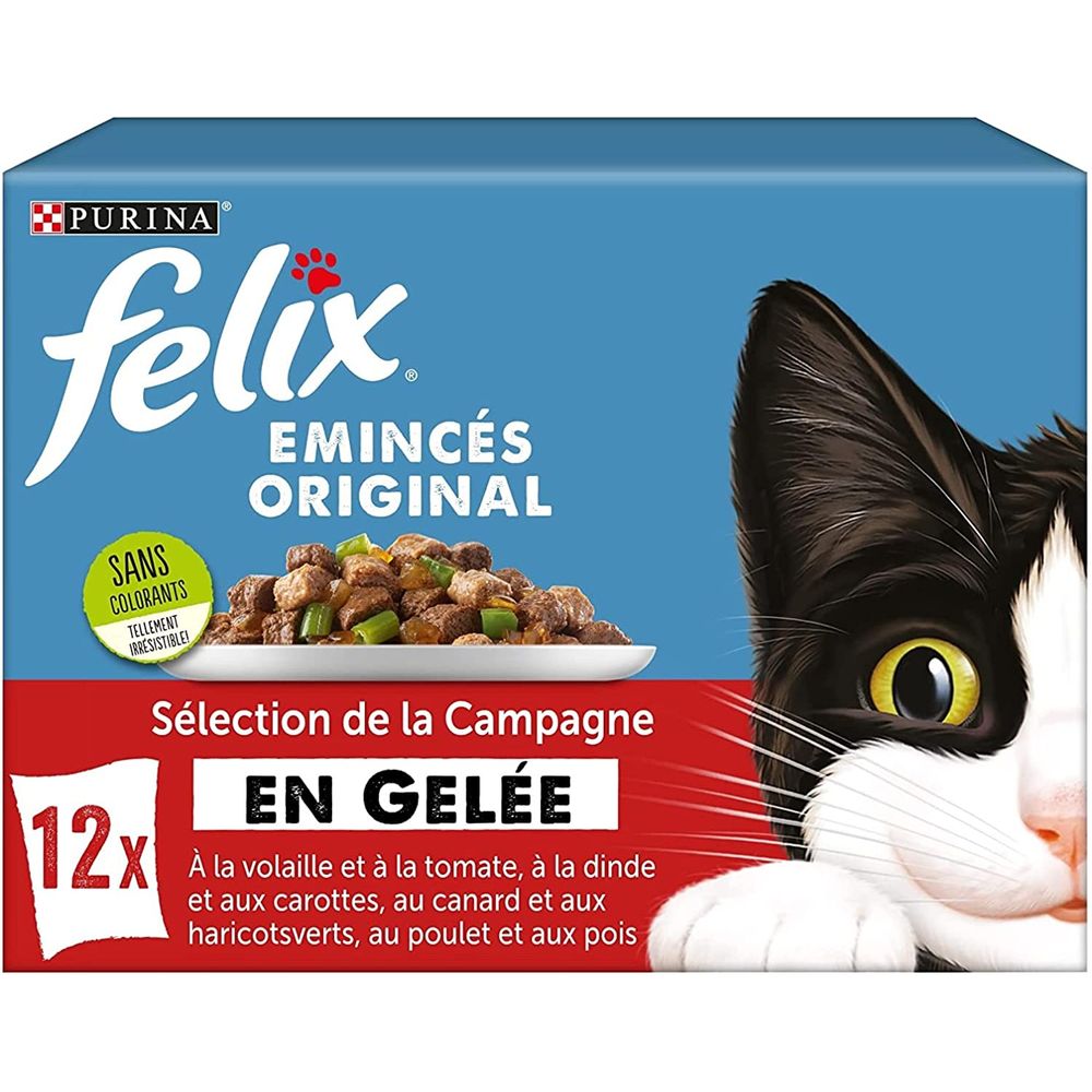 12 sachets de 85g d'émincés en gelée pour chat - sélection de la campagne