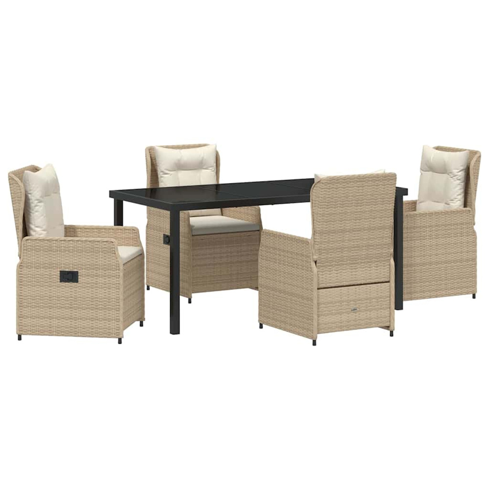 Ensemble de salle à manger pour jardin 5 pcs beige polyrotin