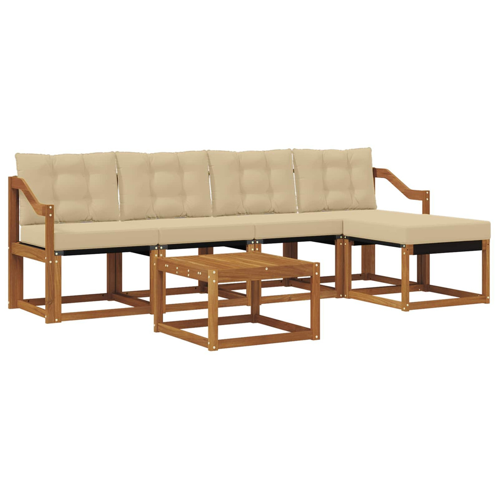 Ensemble de canapés d'extérieur 6 pcs naturel et beige