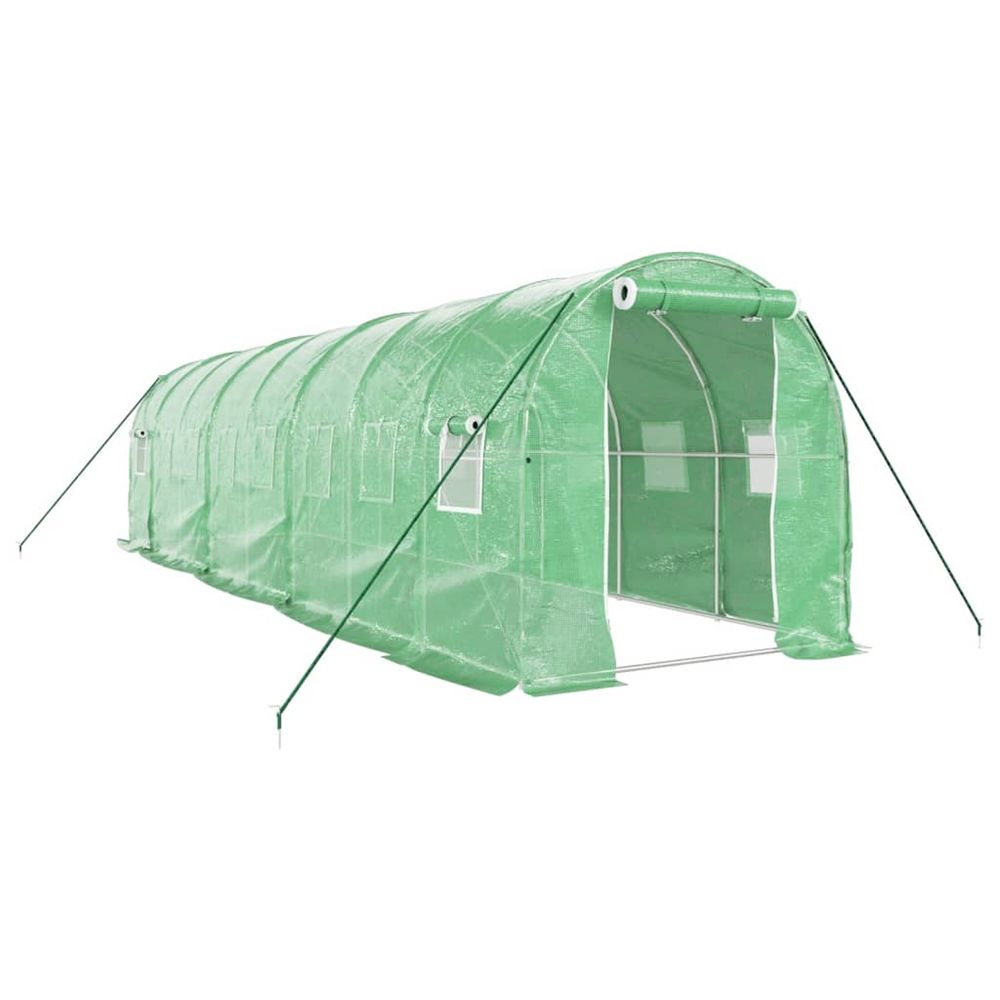 Serre avec cadre en acier vert 16 m² 8x2x2 m