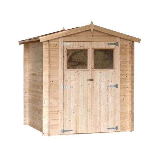 Abri de jardin en bois brut, surface utile 3.18m², 200x200cm, ep 19mm, INT009