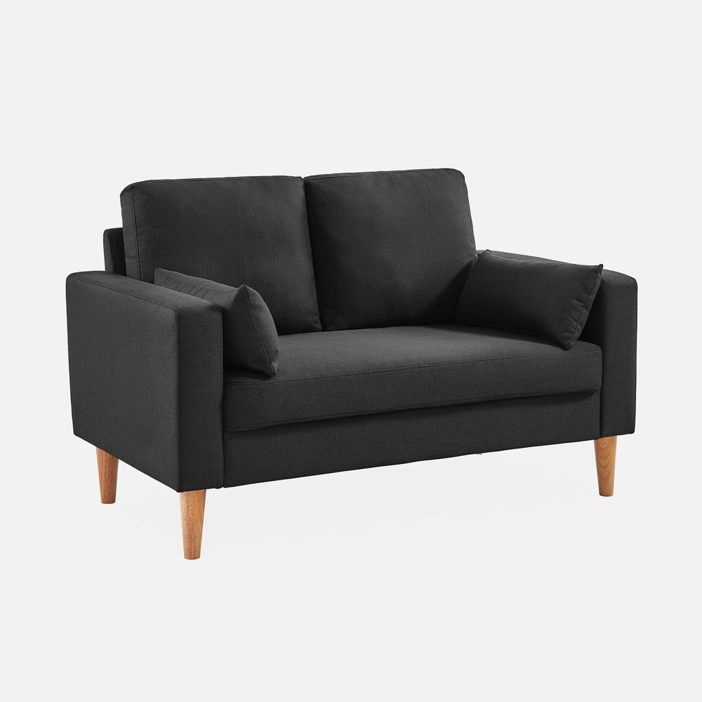 Canapé 2 places fixe droit pieds bois, style scandinave- bjorn