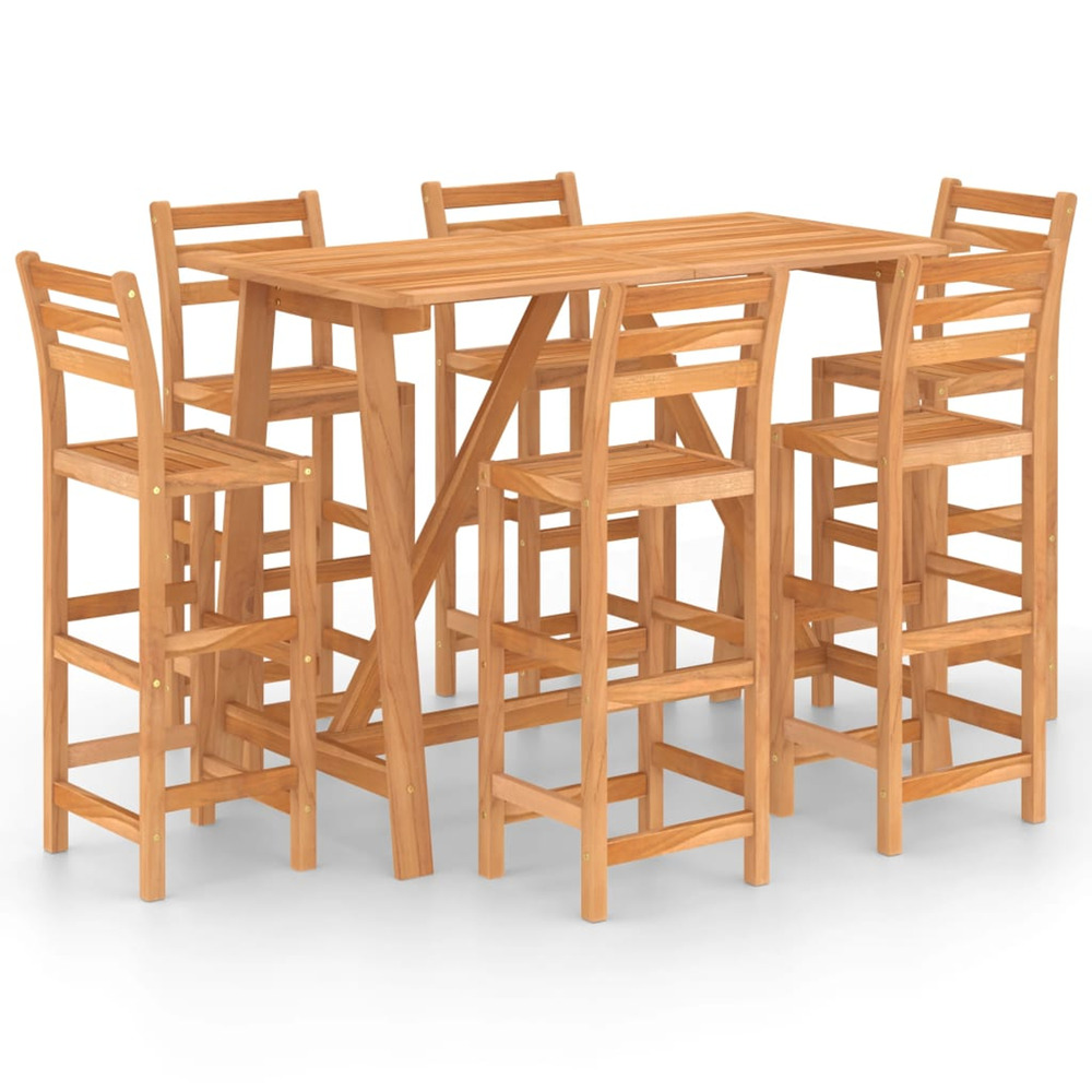 Ensemble de bar d'extérieur 7 pcs bois d'acacia massif
