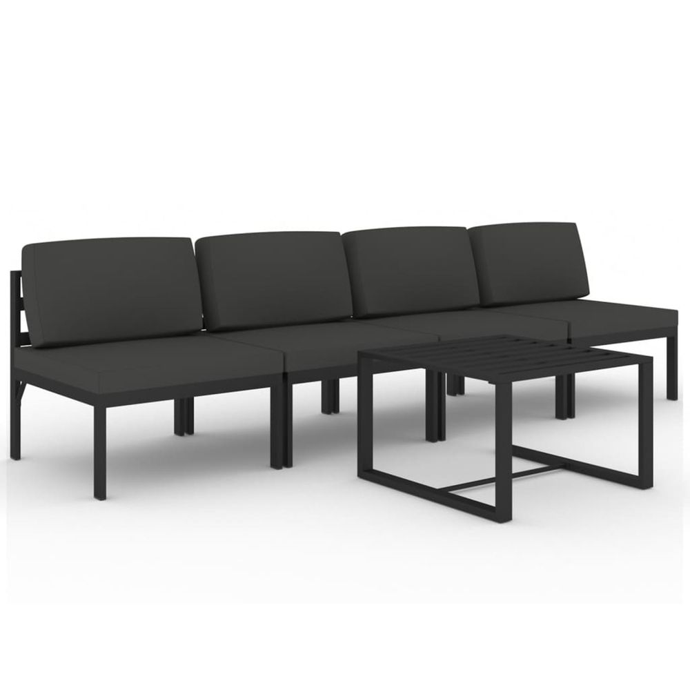 Salon de jardin 5 pcs avec coussins aluminium anthracite