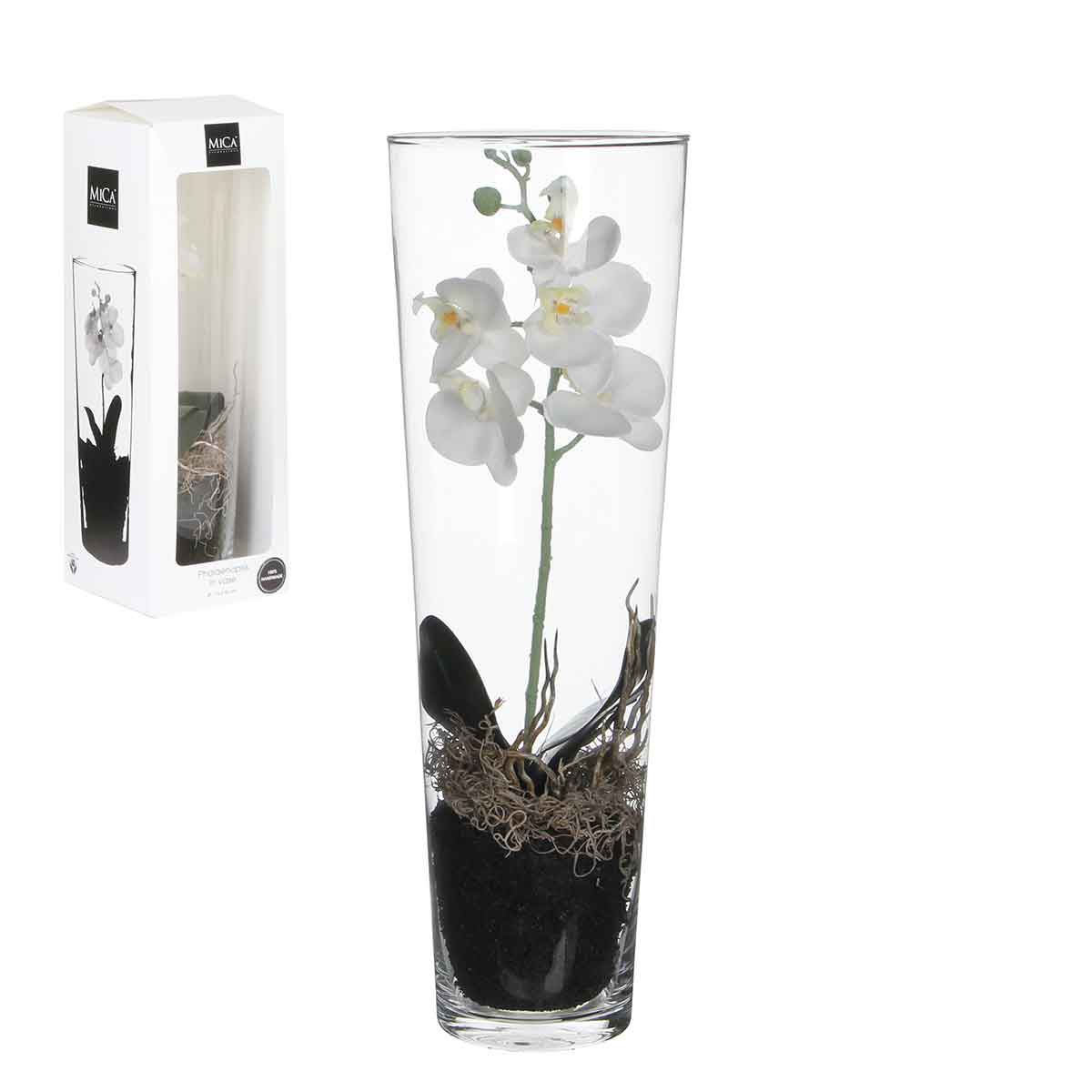 Mica decorations fleur artificielle phalaenopsis - 17x17x50 cm - pe - blanc