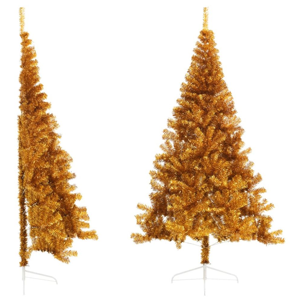 Demi sapin de noël artificiel avec support doré 240 cm pet