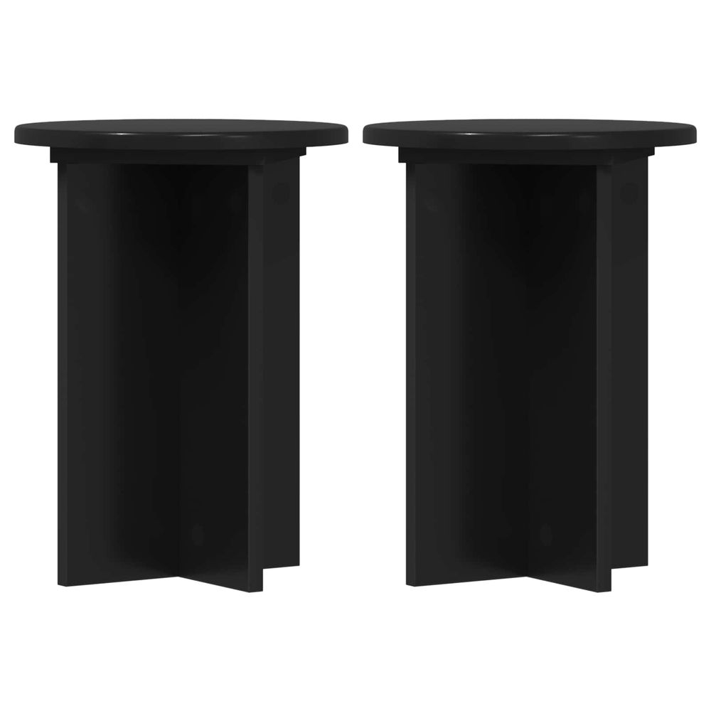 Support de plante 2 pièces noir ø29,5 x 40 cm bois d'ingénierie