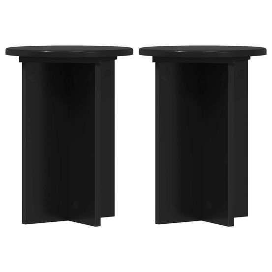 Support de plante 2 pièces noir ø29,5 x 40 cm bois d'ingénierie