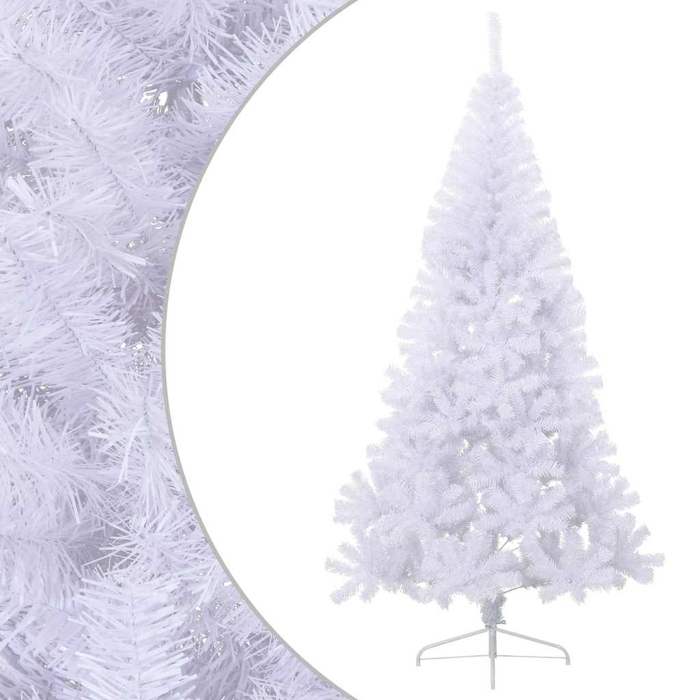 Sapin de noël artificiel moitié avec support blanc 180 cm pvc