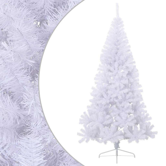 Sapin de noël artificiel moitié avec support blanc 180 cm pvc