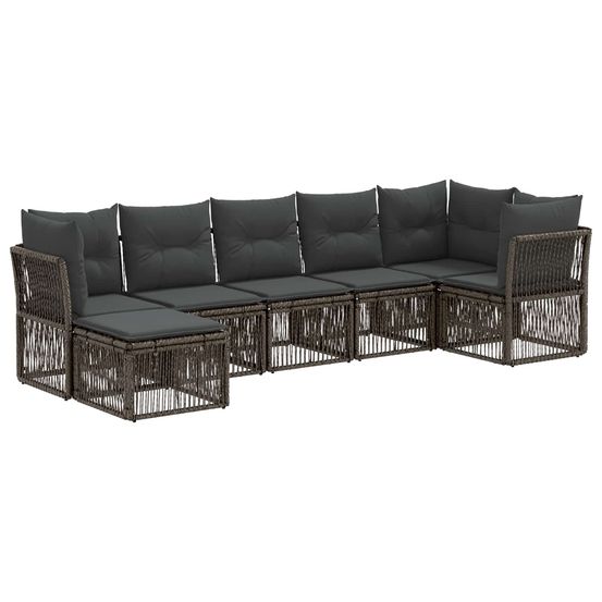 Ensemble de canapé de jardin 7 pc gris polyrotin