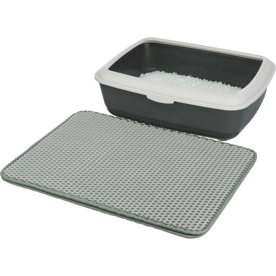 Tapis de tamis pour bac à litière 35 × 45 cm gris pour chat