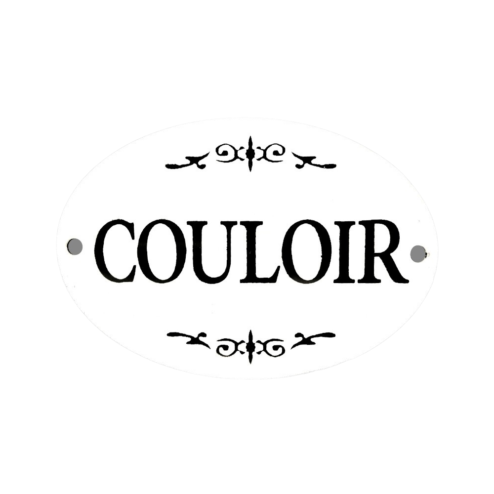 Plaque de porte décorative vintage couloir fer blanc noir 10. 5x8cm