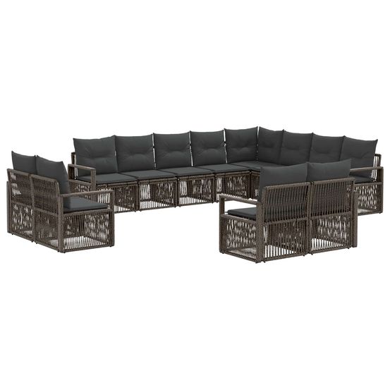 Ensemble de canapé de jardin 12 pc gris polyrotin