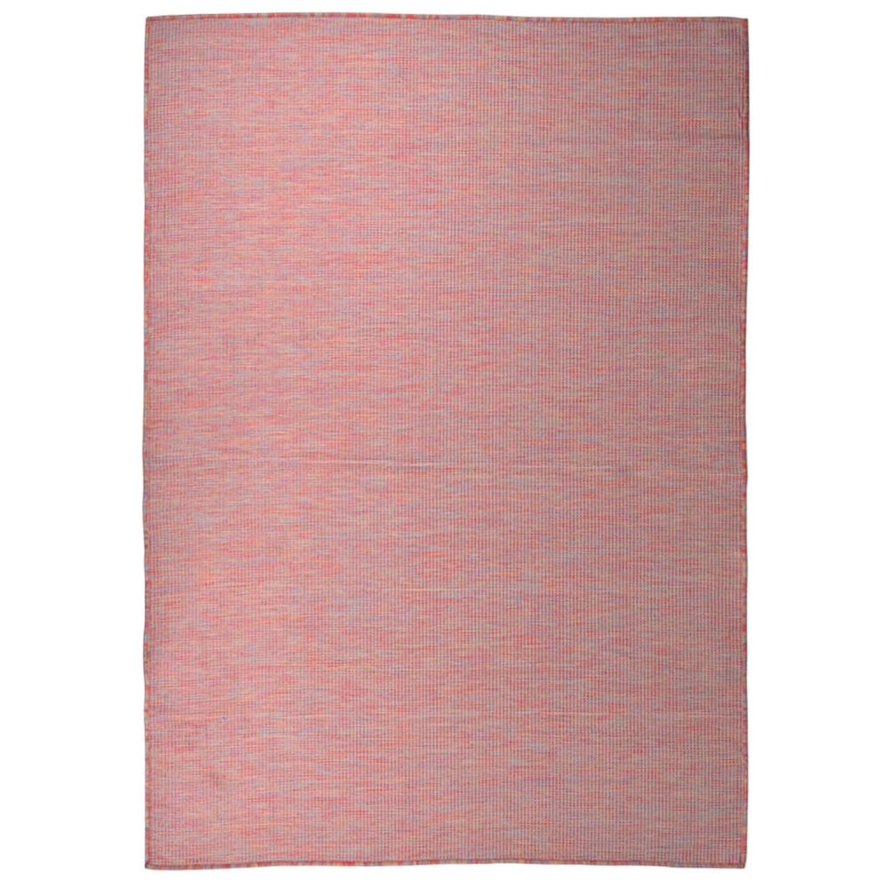 Tapis à tissage plat d'extérieur 140x200 cm rouge
