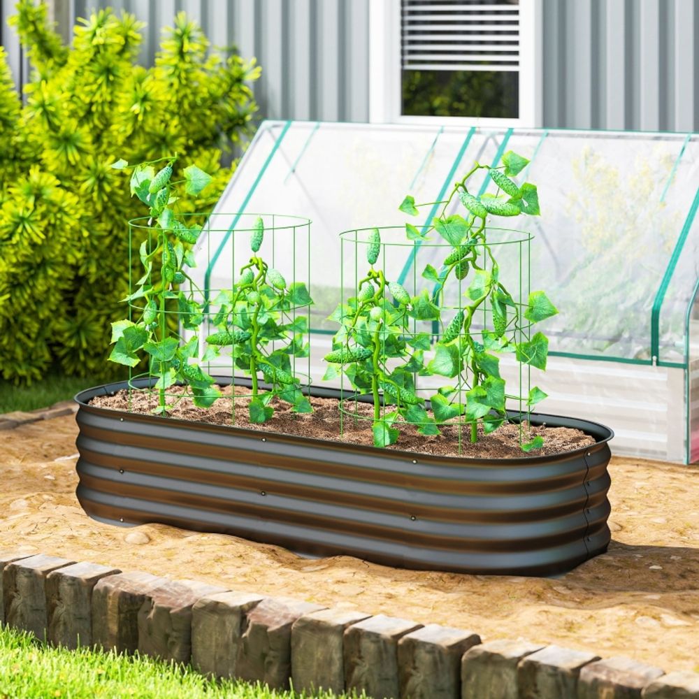 Carré potager acier galvanisé jardin extérieur modulable sans fond 150x62x30 cm gris foncé