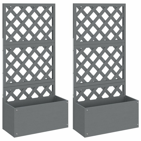 Jardinières en treillis 2 pcs gris 65x33x135 cm wpc