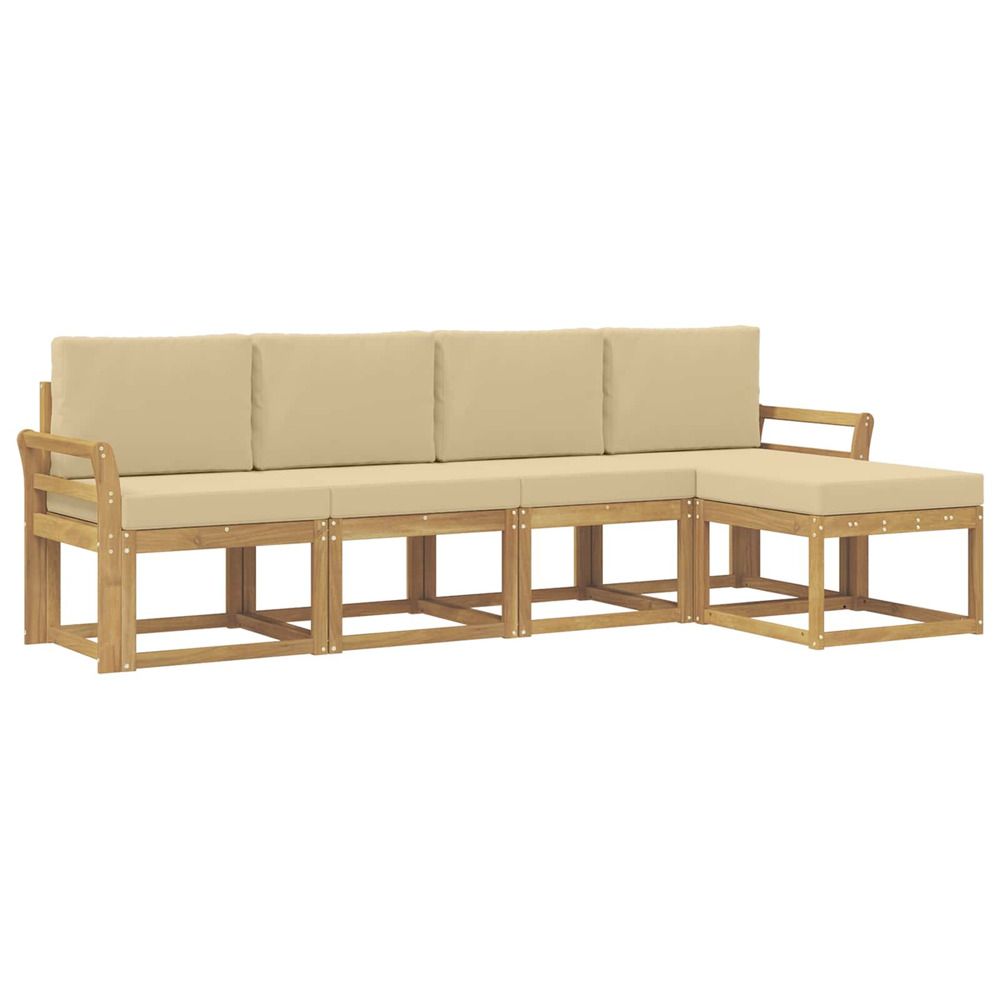 Ensemble de canapés d'extérieur 5 pc blanc et beige
