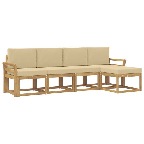 Ensemble de canapés d'extérieur 5 pc blanc et beige