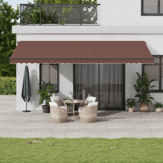 Auvent rétractable automatique avec led marron 600x300 cm