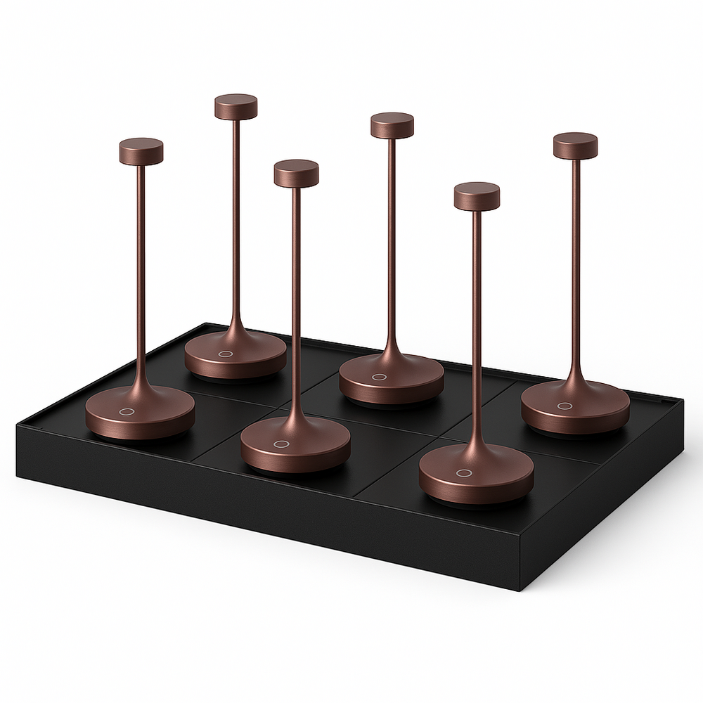 6 lampes de table ruby cuivre h25cm + base de chargement
