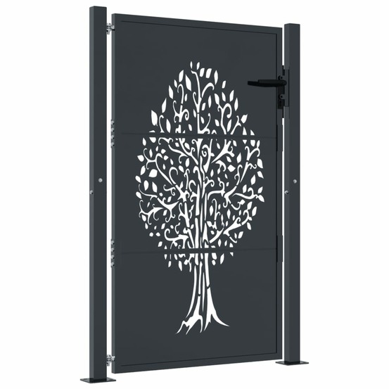 Portail de jardin anthracite 100x150 cm acier conception d'arbre