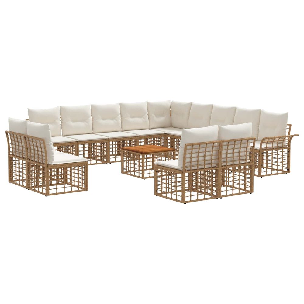 Ensemble de canapés d'extérieur 14 pc blanc naturel et crème