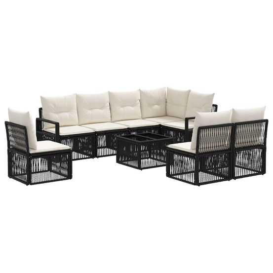 Ensemble de canapé de jardin 9 pc noir polyrotin