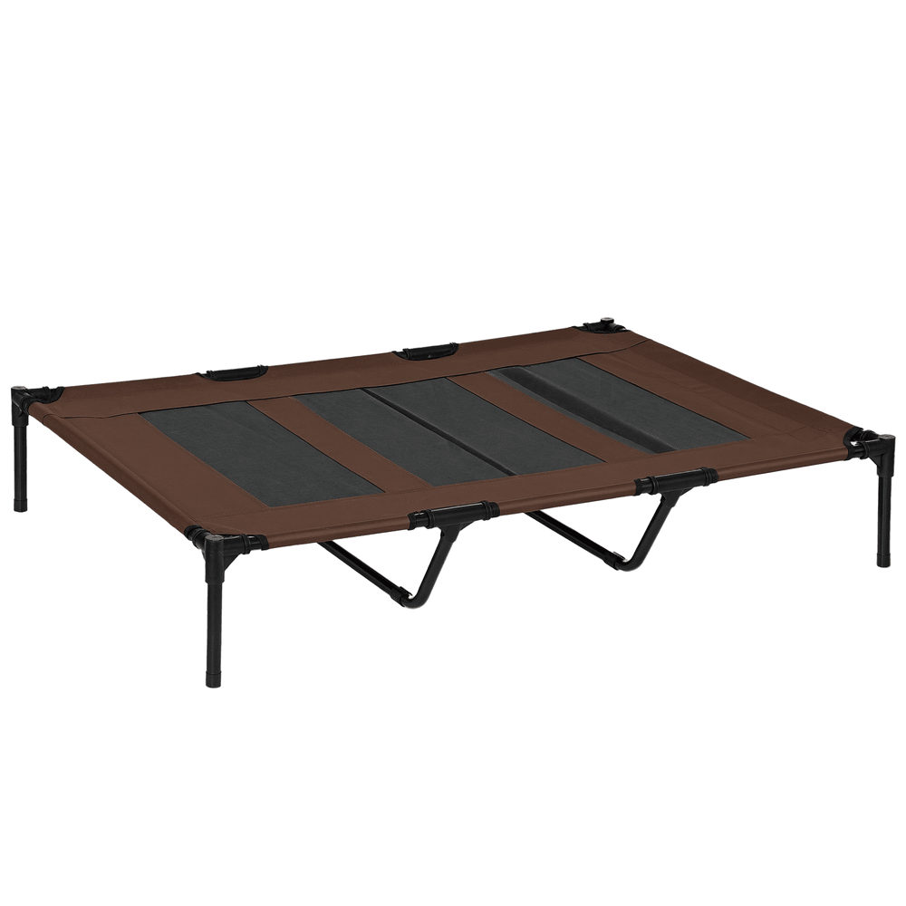 Lit surélevé pour chien métal oxford 122x92x23 cm marron grand chien extérieur respirant - comfortxl outdoor living