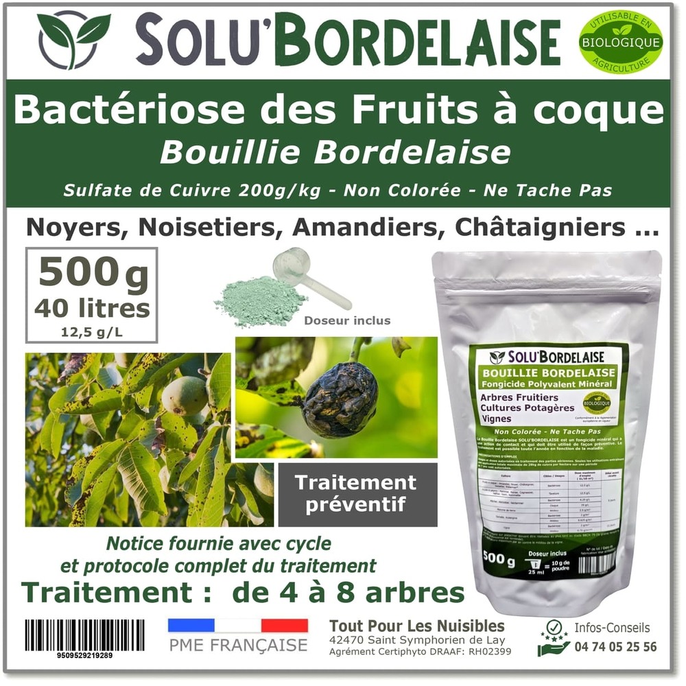 Solu'bordelaise - 500 g de bouillie bordelaise - bactériose des fruits à coque - utilisable agriculture biologique