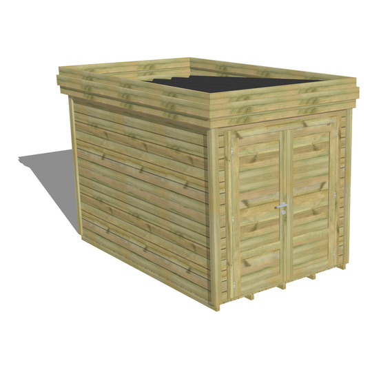 Abri de jardin bois pin traité autoclave 27mm - 2,14x3,44m / 7m2 - bac acier - plancher bois