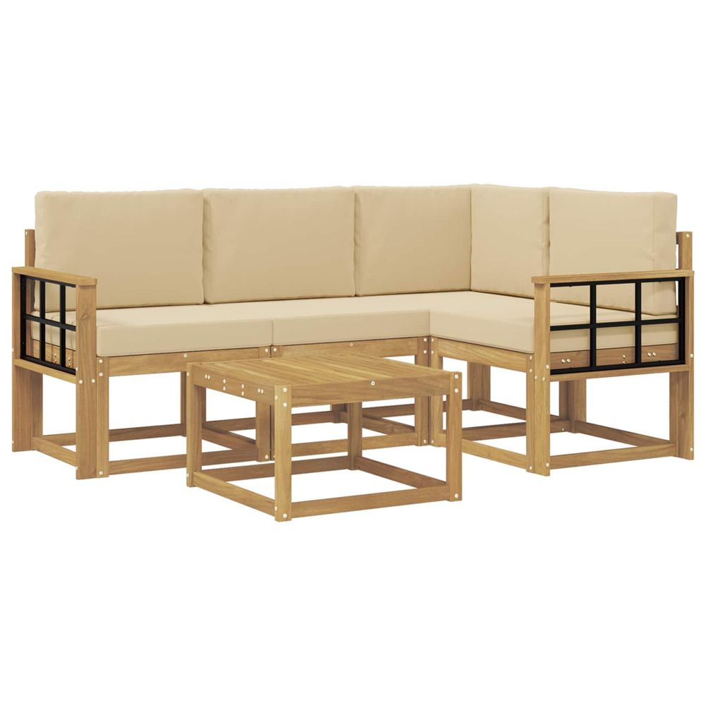 Ensemble de canapés d'extérieur 5 pc blanc et beige