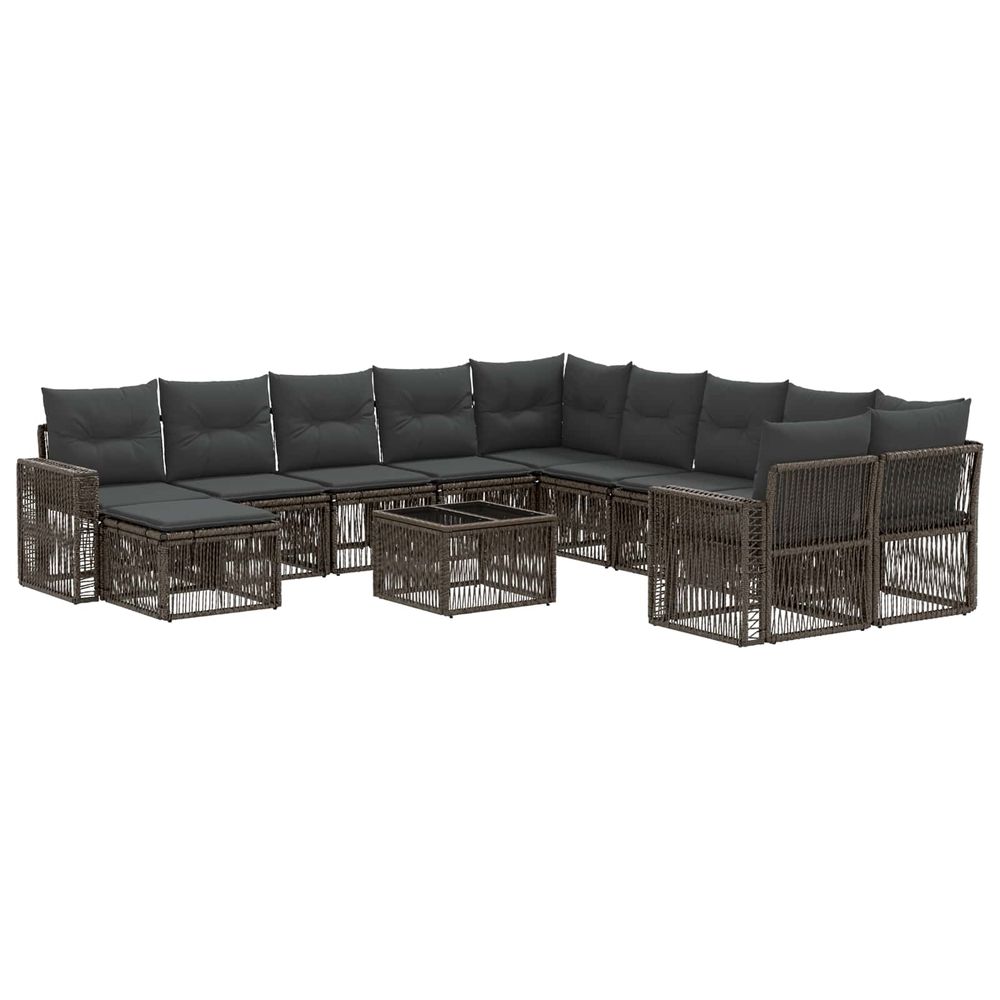 Ensemble de canapé de jardin 12 pc gris et gris foncé polyrotin