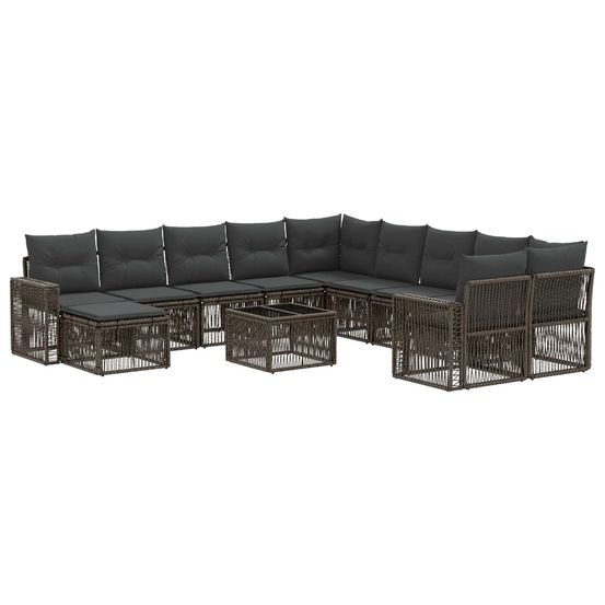 Ensemble de canapé de jardin 12 pc gris et gris foncé polyrotin
