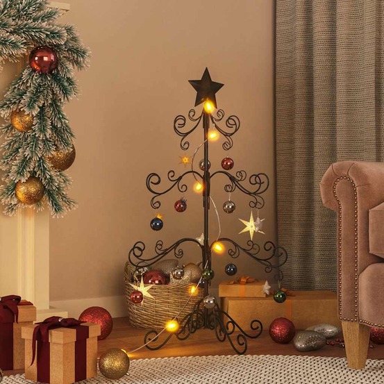 Arbre de noël en métal pour décoration noir 90 cm